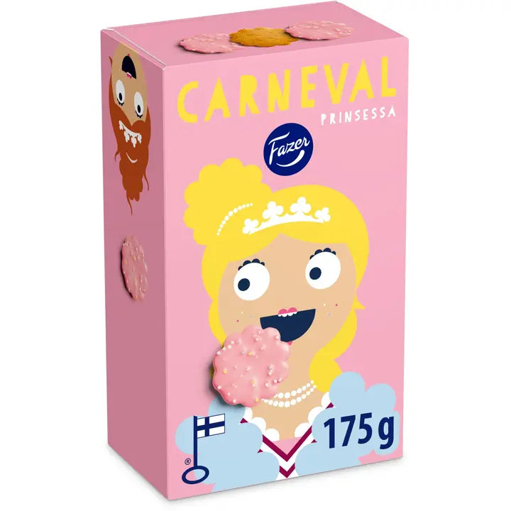 Fazer Carneval Prinsessa 175g – färgglada finska kakor med glasyr