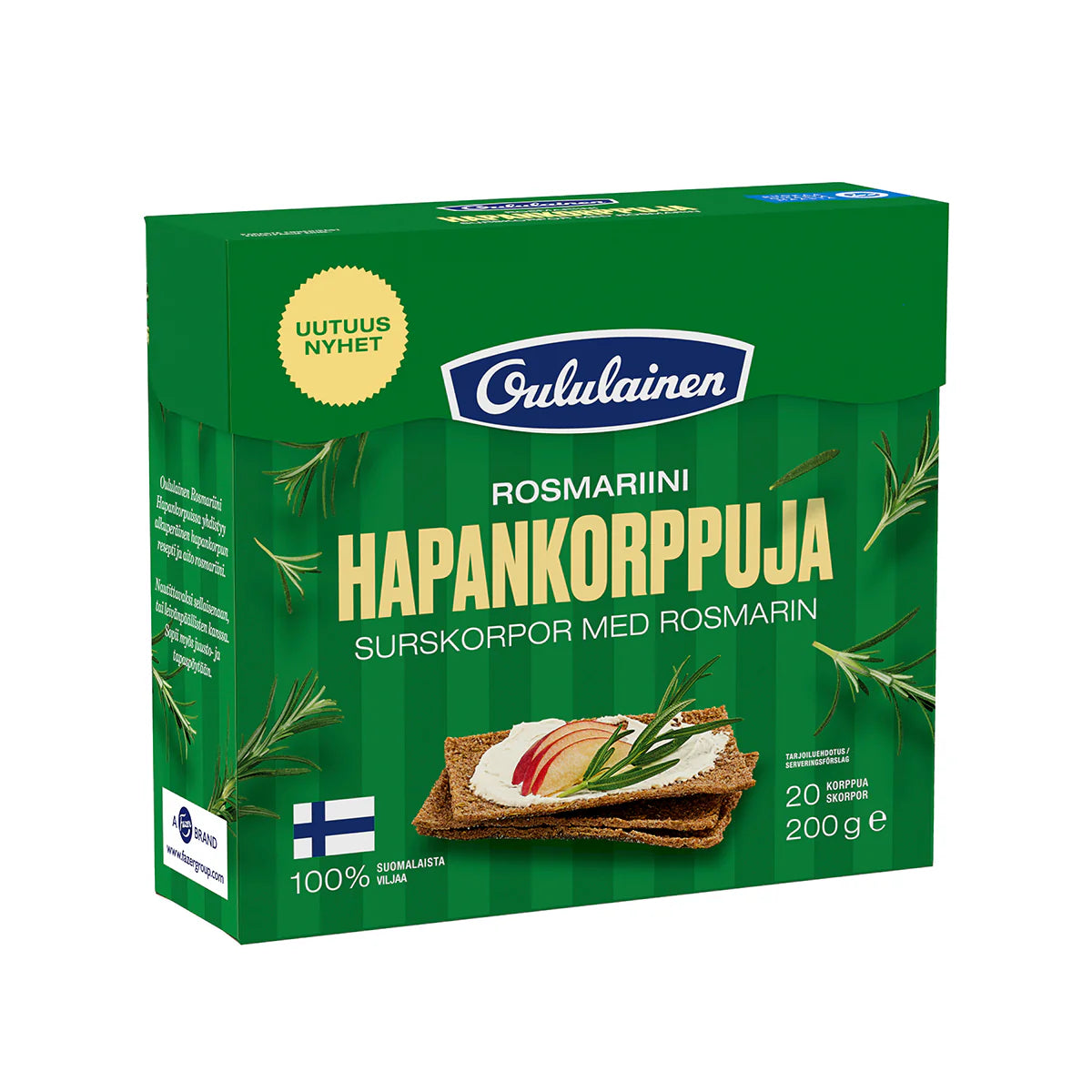 Fazer Oululainen surskorpa rosmarin 200 g – finska rågskorpor med rosmarin