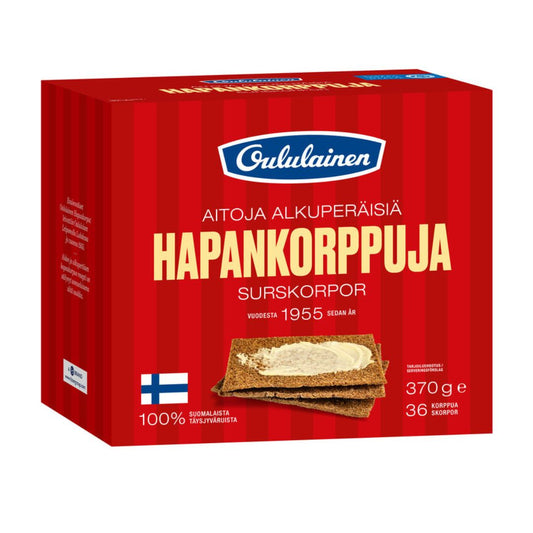 Oululainen Surskorpor 370g – stora finska surskorpor av råg