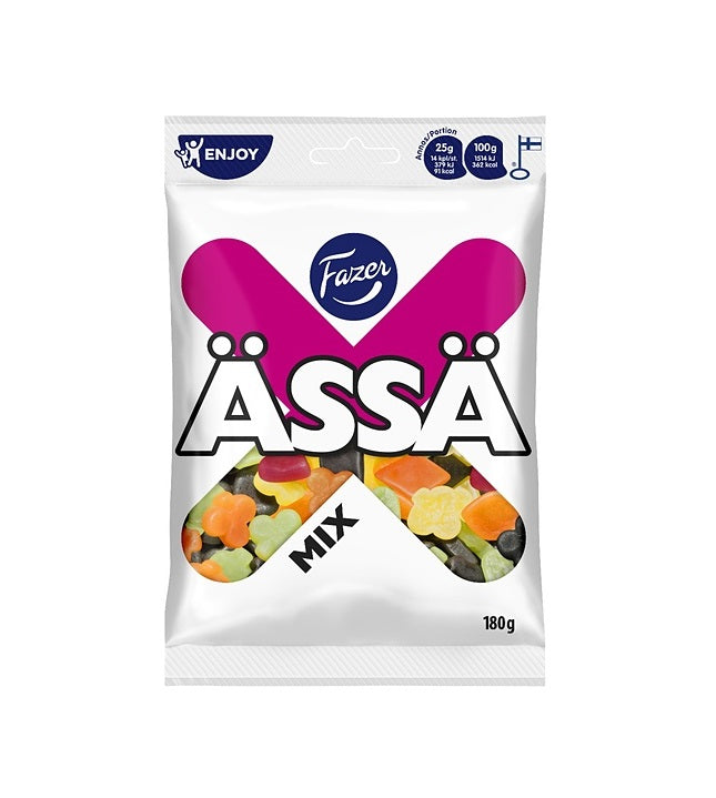 Fazer Ässä Mix frukt & lakrits 180 g – finsk godispåse med frukt och lakrits