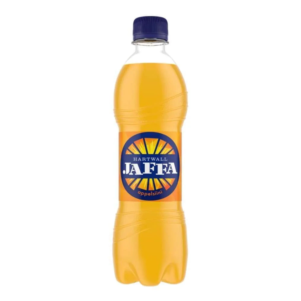 Jaffa Apelsin läsk från Hartwall i förpackning, klassisk finsk apelsinläsk.