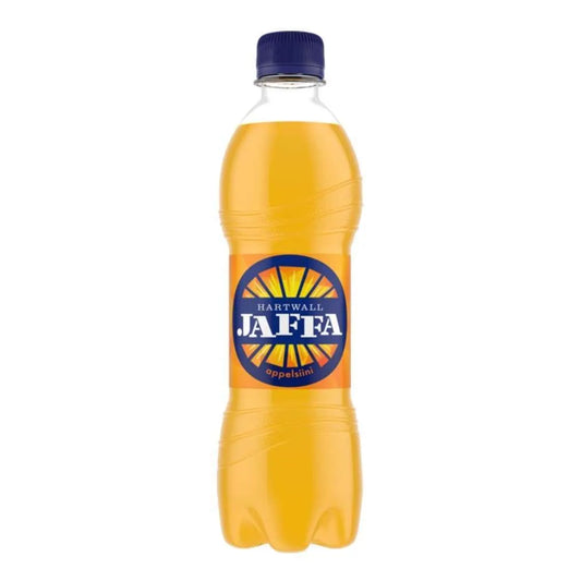 Jaffa Apelsin läsk från Hartwall i förpackning, klassisk finsk apelsinläsk.
