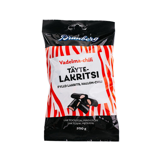 Brunberg fylld lakrits hallon-chili 200g