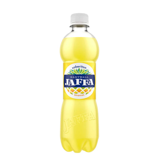 Jaffa Ananas sockerfri 0,5 L från Hartwall, finsk läsk med ananassmak.