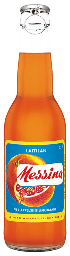 Laitilan Messina Blodapelsin 0,33 L, klassisk finsk blodapelsinläsk.