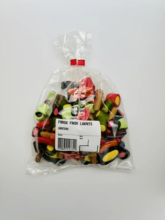 Finsk lakrits mix 215 g med varierande former och klassisk lakritssmak
