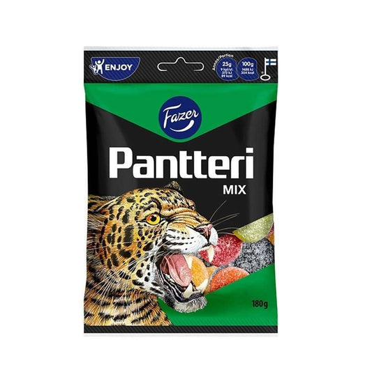 Fazer Pantteri Mix 180 g – grön påse med frukt & salmiak